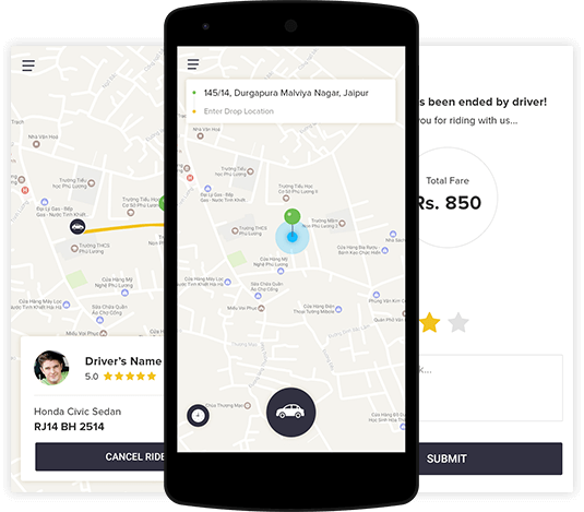 user pannel taxi app