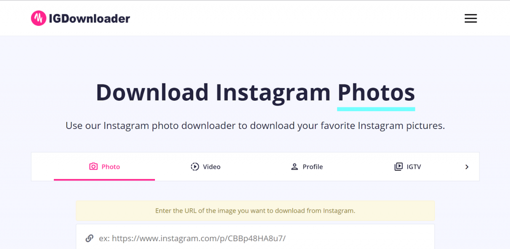 Instagram photo and video downloader app - For Web