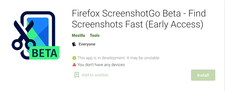Firefox ScreenshotGo Beta