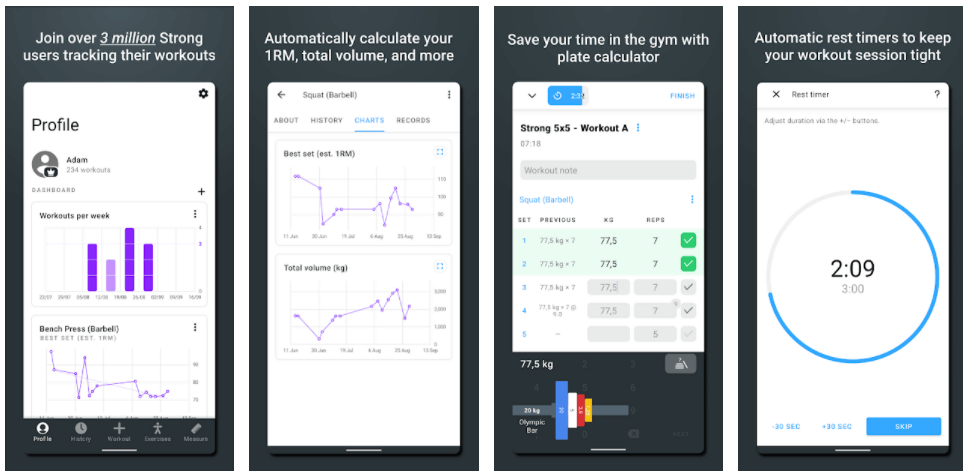 Strong: Exercise Gym Log