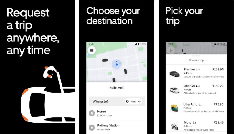 Uber - Easy affordable trips: Hipster Taxi Booking App