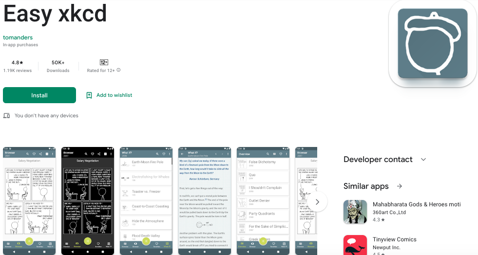 Easy xkcd - Cool and Fun android app
